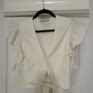 Abercrombie and Fitch Tie Front Crop in White